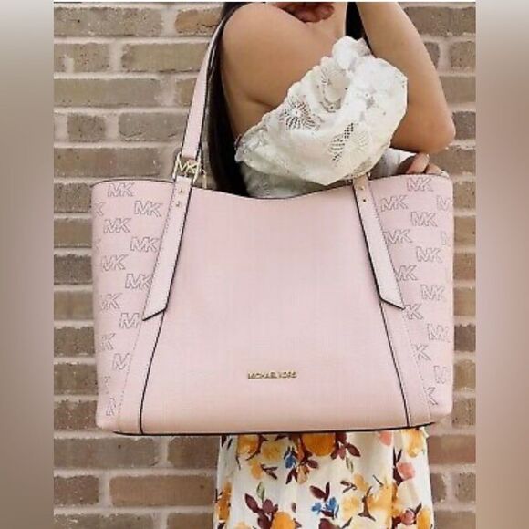 Michael Kors Arlo Powder Blush Large Leather Grab Tote - Picture 1 of 8